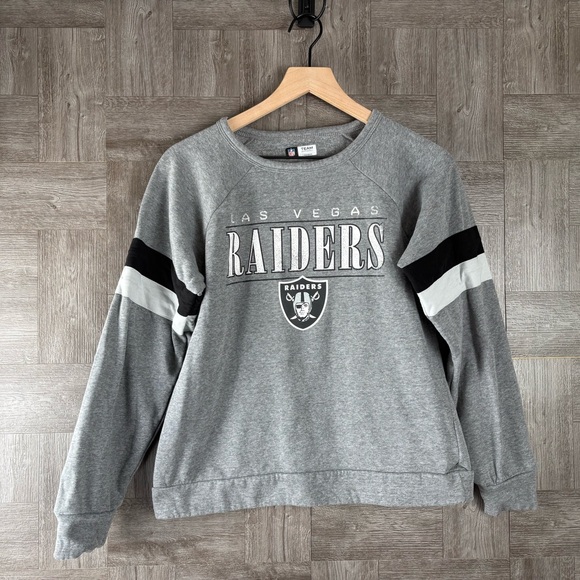 NFL Women’s Las Vegas Raiders Gray Crewneck Pullover Long Sleeve Sweater - Picture 1 of 11